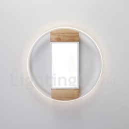 Dimbare witte ronde houten plafondlamp Ultradunne plafondlamp Kan ook als wandlamp worden gebruikt