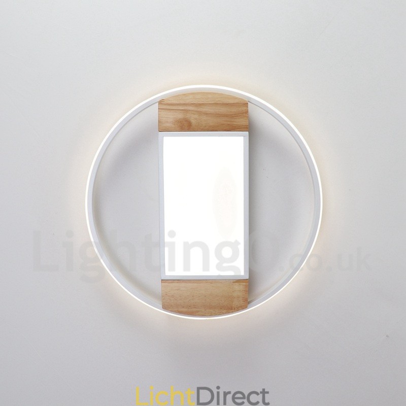 Dimbare witte ronde houten plafondlamp Ultradunne plafondlamp Kan ook als wandlamp worden gebruikt