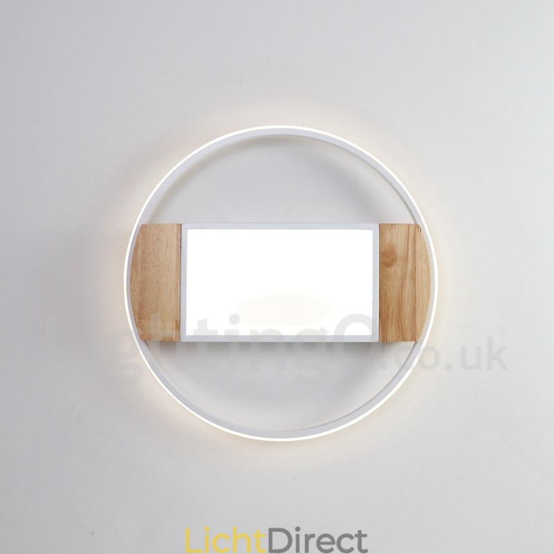 Dimbare witte ronde houten plafondlamp Ultradunne plafondlamp Kan ook als wandlamp worden gebruikt