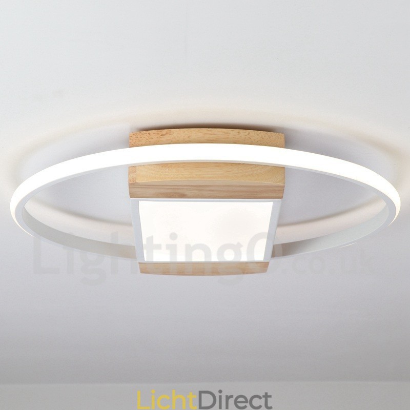 Dimbare witte ronde houten plafondlamp Ultradunne plafondlamp Kan ook als wandlamp worden gebruikt