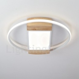Dimbare witte ronde houten plafondlamp Ultradunne plafondlamp Kan ook als wandlamp worden gebruikt