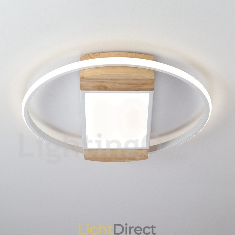 Dimbare witte ronde houten plafondlamp Ultradunne plafondlamp Kan ook als wandlamp worden gebruikt