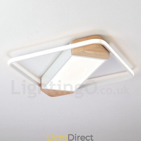 Dimbare witte vierkante houten plafondlamp Ultradunne plafondlamp Kan ook als wandlamp worden gebruikt Dimbare witte vierkante houten plafondlamp Ultradunne plafondlamp Kan ook als wandlamp worden gebruikt