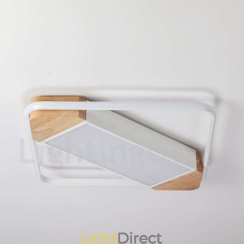 Dimbare witte vierkante houten plafondlamp Ultradunne plafondlamp Kan ook als wandlamp worden gebruikt