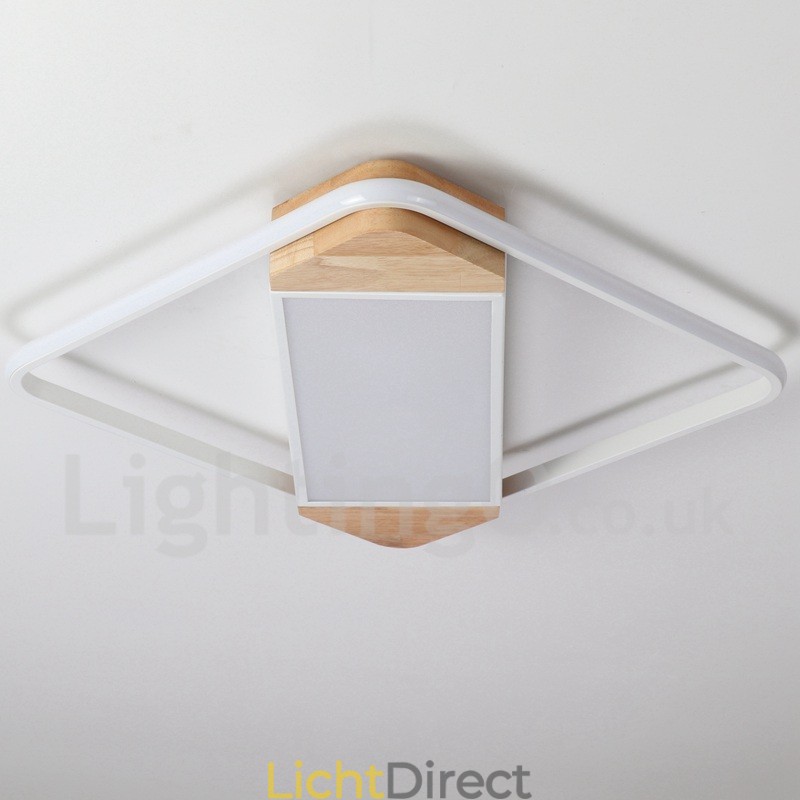 Dimbare witte vierkante houten plafondlamp Ultradunne plafondlamp Kan ook als wandlamp worden gebruikt