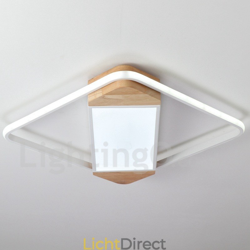 Dimbare witte vierkante houten plafondlamp Ultradunne plafondlamp Kan ook als wandlamp worden gebruikt