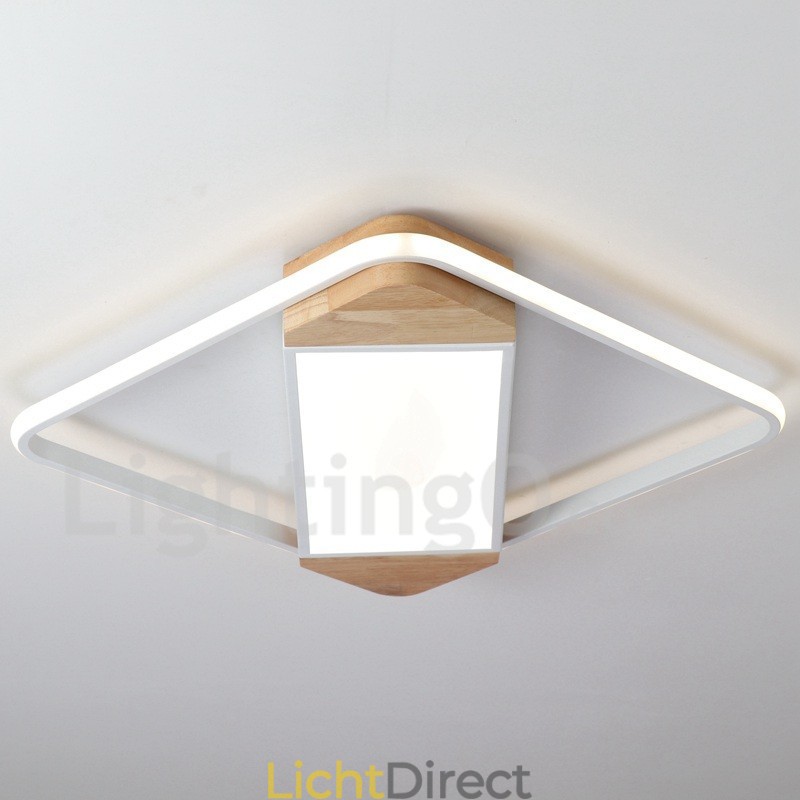 Dimbare witte vierkante houten plafondlamp Ultradunne plafondlamp Kan ook als wandlamp worden gebruikt