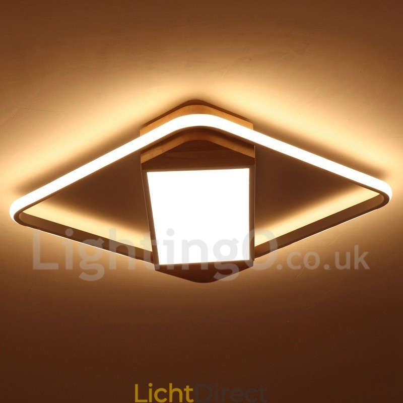 Dimbare witte vierkante houten plafondlamp Ultradunne plafondlamp Kan ook als wandlamp worden gebruikt