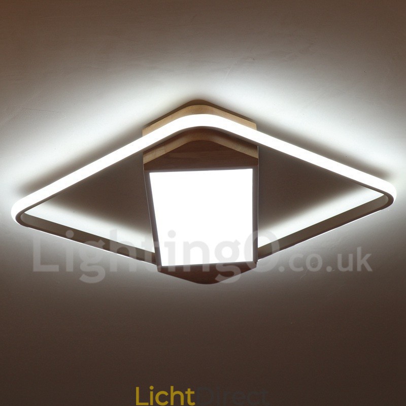 Dimbare witte vierkante houten plafondlamp Ultradunne plafondlamp Kan ook als wandlamp worden gebruikt