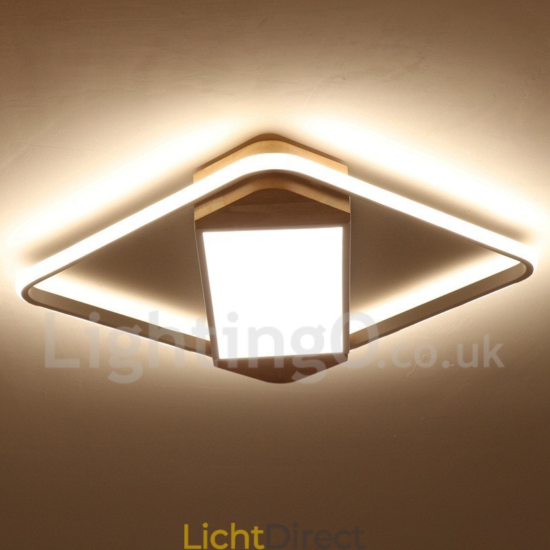 Dimbare witte vierkante houten plafondlamp Ultradunne plafondlamp Kan ook als wandlamp worden gebruikt