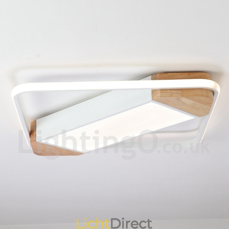 Dimbare witte vierkante houten plafondlamp Ultradunne plafondlamp Kan ook als wandlamp worden gebruikt