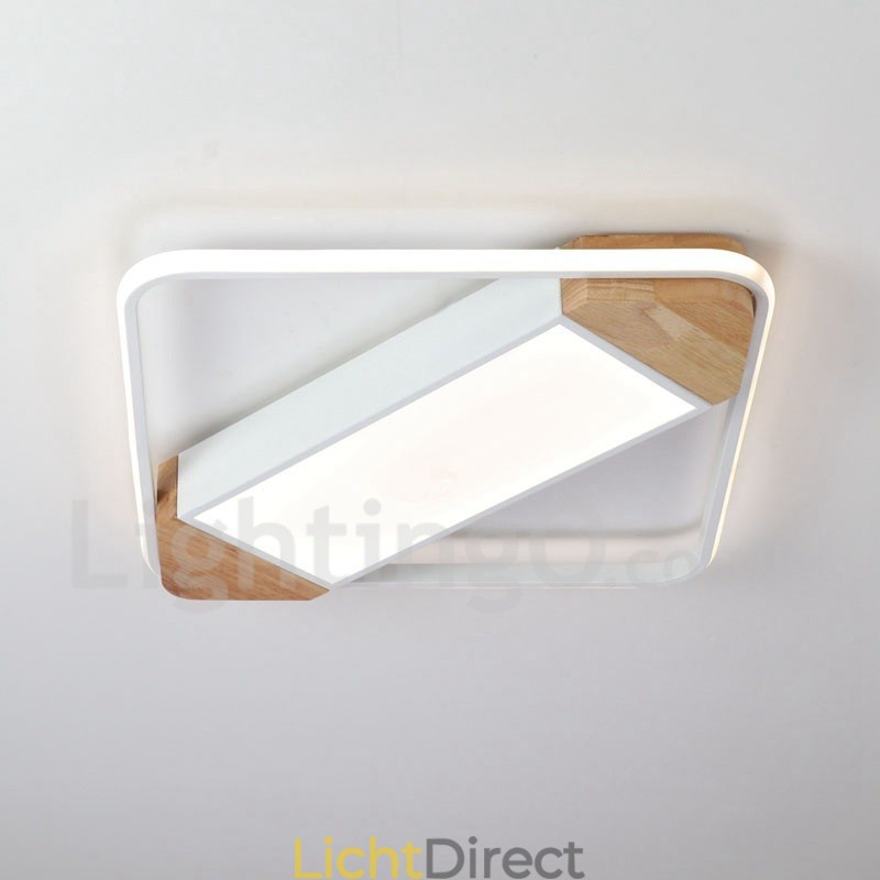 Dimbare witte vierkante houten plafondlamp Ultradunne plafondlamp Kan ook als wandlamp worden gebruikt
