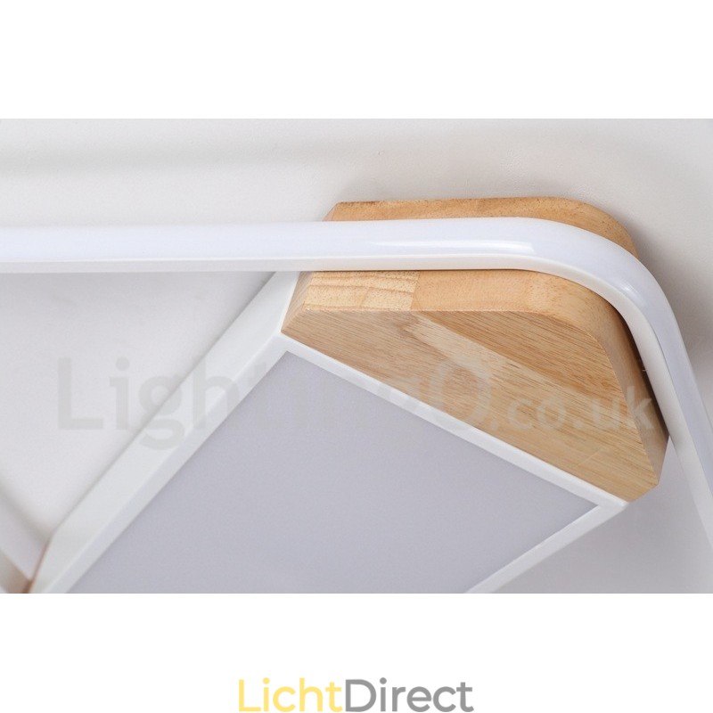 Dimbare witte vierkante houten plafondlamp Ultradunne plafondlamp Kan ook als wandlamp worden gebruikt
