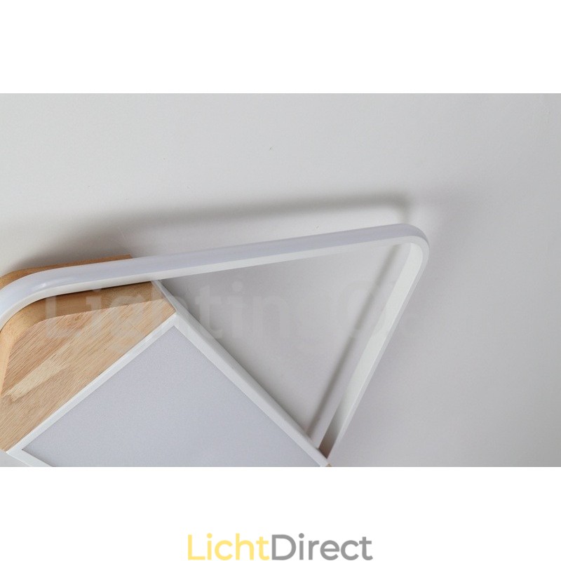 Dimbare witte vierkante houten plafondlamp Ultradunne plafondlamp Kan ook als wandlamp worden gebruikt