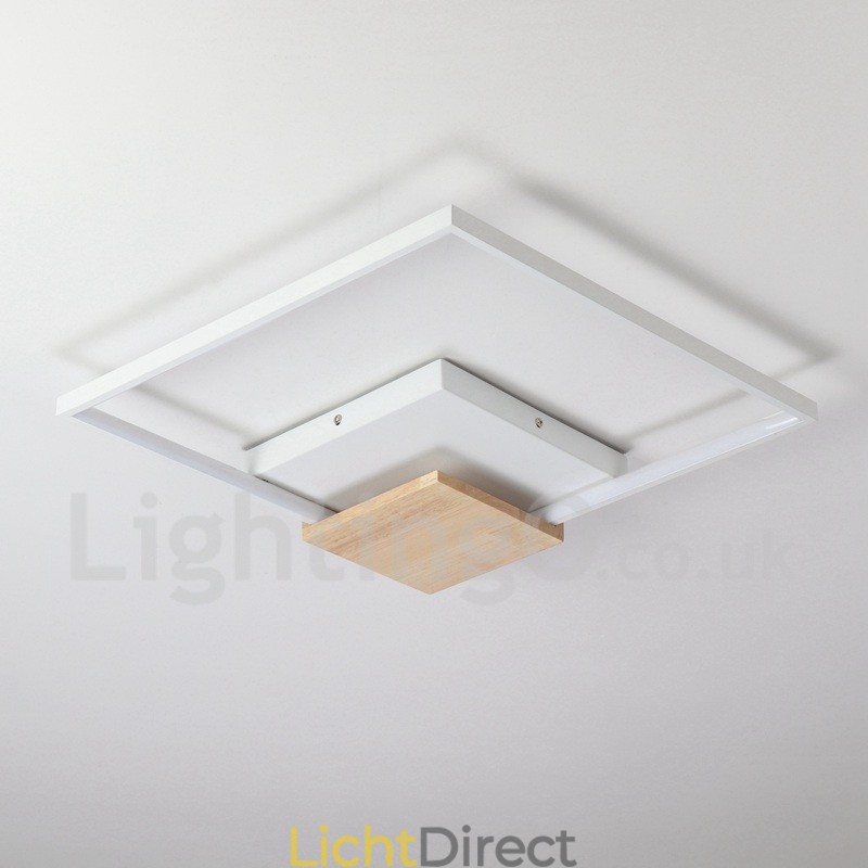 Dimbare witte vierkante houten plafondlamp Ultradunne plafondlamp Kan ook als wandlamp worden gebruikt