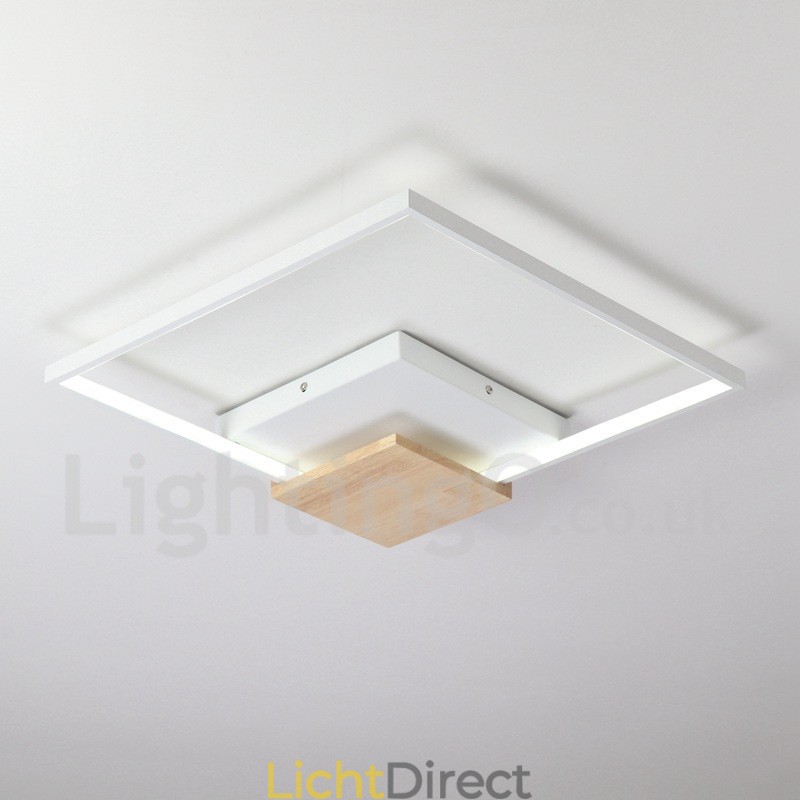 Dimbare witte vierkante houten plafondlamp Ultradunne plafondlamp Kan ook als wandlamp worden gebruikt