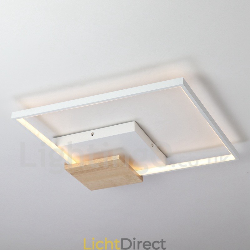 Dimbare witte vierkante houten plafondlamp Ultradunne plafondlamp Kan ook als wandlamp worden gebruikt