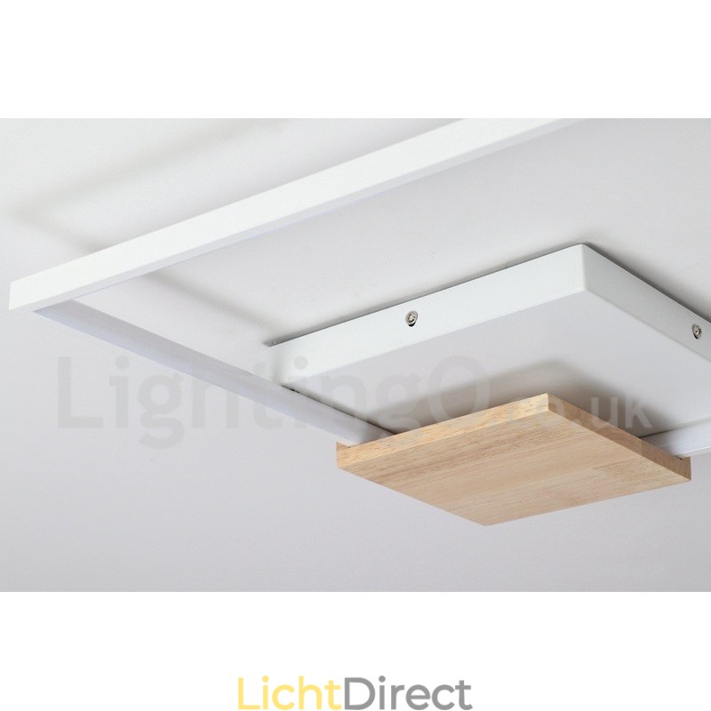 Dimbare witte vierkante houten plafondlamp Ultradunne plafondlamp Kan ook als wandlamp worden gebruikt