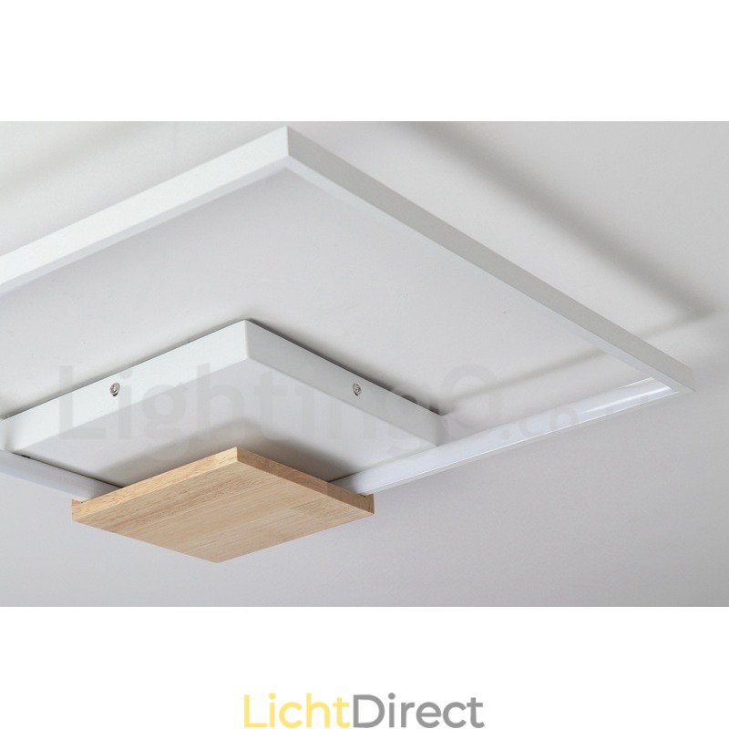 Dimbare witte vierkante houten plafondlamp Ultradunne plafondlamp Kan ook als wandlamp worden gebruikt