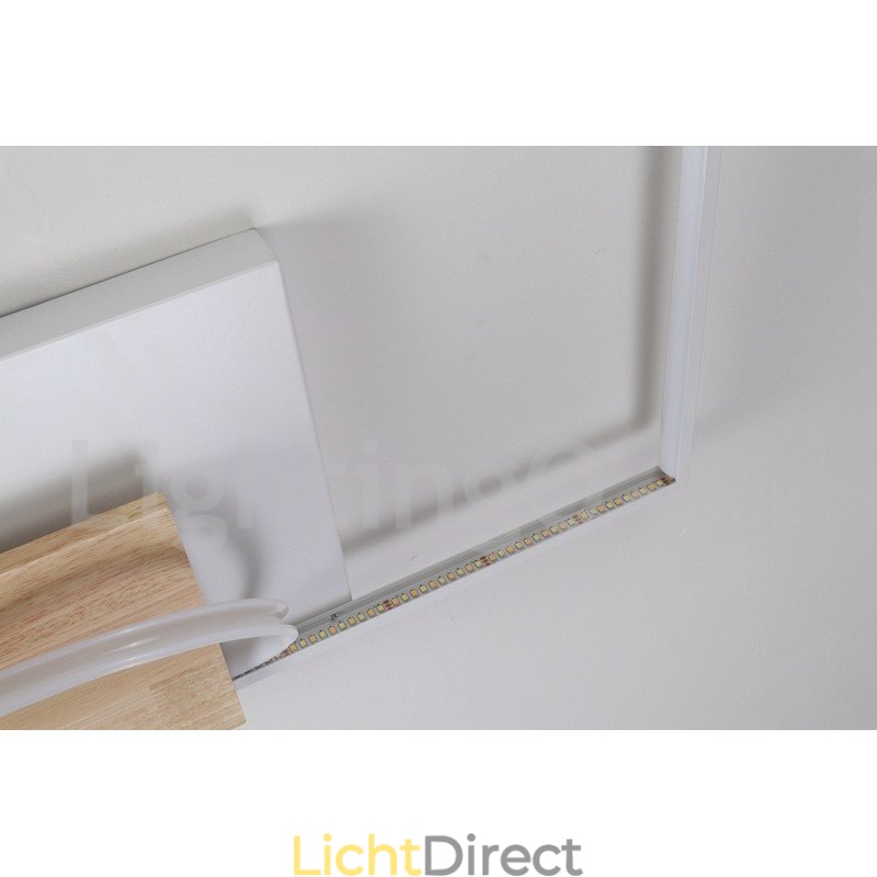 Dimbare witte vierkante houten plafondlamp Ultradunne plafondlamp Kan ook als wandlamp worden gebruikt