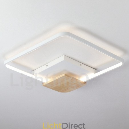 Dimbare witte vierkante houten plafondlamp Ultradunne plafondlamp Kan ook als wandlamp worden gebruikt Dimbare witte vierkante houten plafondlamp Ultradunne plafondlamp Kan ook als wandlamp worden gebruikt