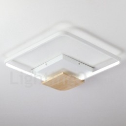 Dimbare witte vierkante houten plafondlamp Ultradunne plafondlamp Kan ook als wandlamp worden gebruikt