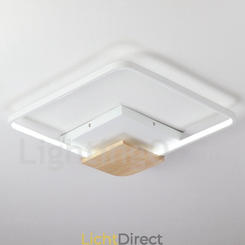 Dimbare witte vierkante houten plafondlamp Ultradunne plafondlamp Kan ook als wandlamp worden gebruikt