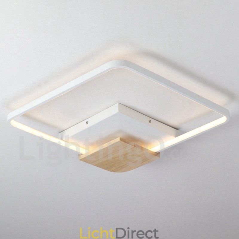 Dimbare witte vierkante houten plafondlamp Ultradunne plafondlamp Kan ook als wandlamp worden gebruikt