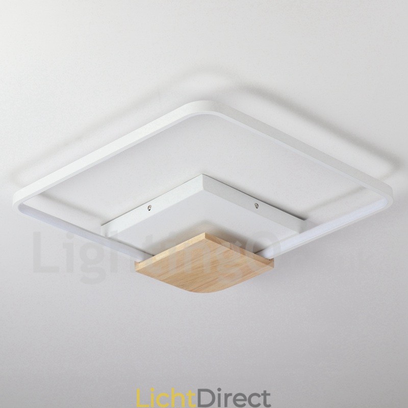 Dimbare witte vierkante houten plafondlamp Ultradunne plafondlamp Kan ook als wandlamp worden gebruikt