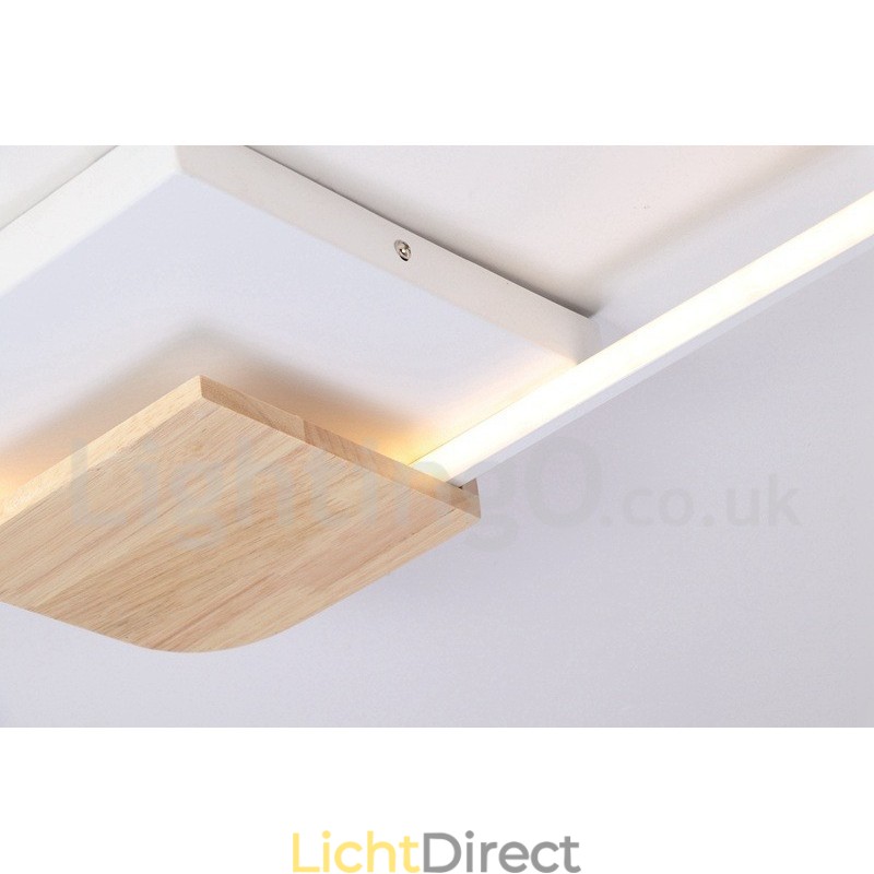 Dimbare witte vierkante houten plafondlamp Ultradunne plafondlamp Kan ook als wandlamp worden gebruikt