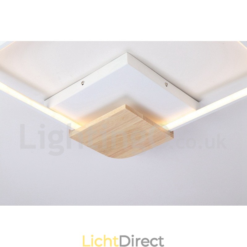 Dimbare witte vierkante houten plafondlamp Ultradunne plafondlamp Kan ook als wandlamp worden gebruikt
