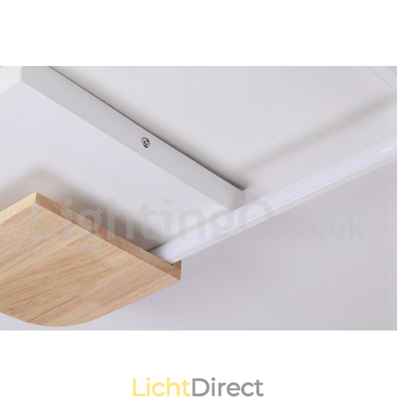 Dimbare witte vierkante houten plafondlamp Ultradunne plafondlamp Kan ook als wandlamp worden gebruikt