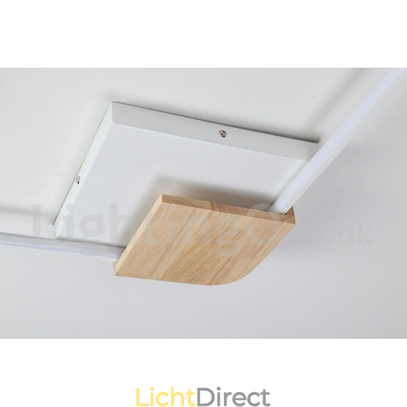 Dimbare witte vierkante houten plafondlamp Ultradunne plafondlamp Kan ook als wandlamp worden gebruikt