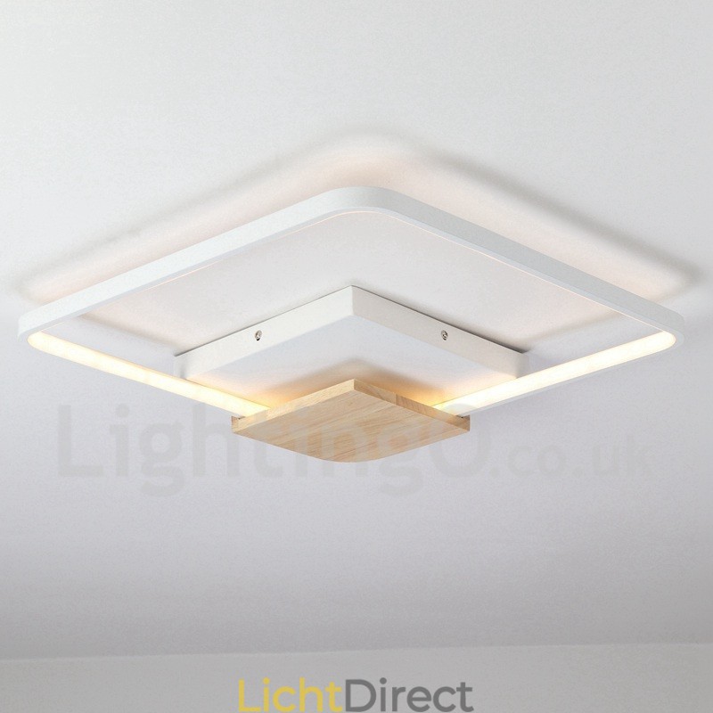 Dimbare witte vierkante houten plafondlamp Ultradunne plafondlamp Kan ook als wandlamp worden gebruikt