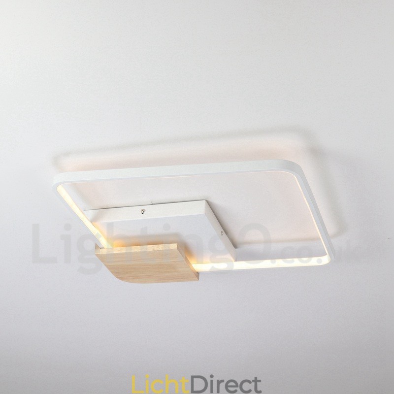 Dimbare witte vierkante houten plafondlamp Ultradunne plafondlamp Kan ook als wandlamp worden gebruikt