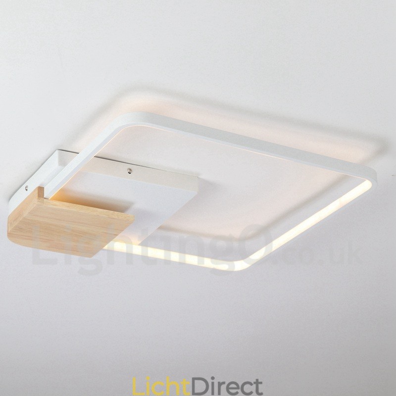 Dimbare witte vierkante houten plafondlamp Ultradunne plafondlamp Kan ook als wandlamp worden gebruikt