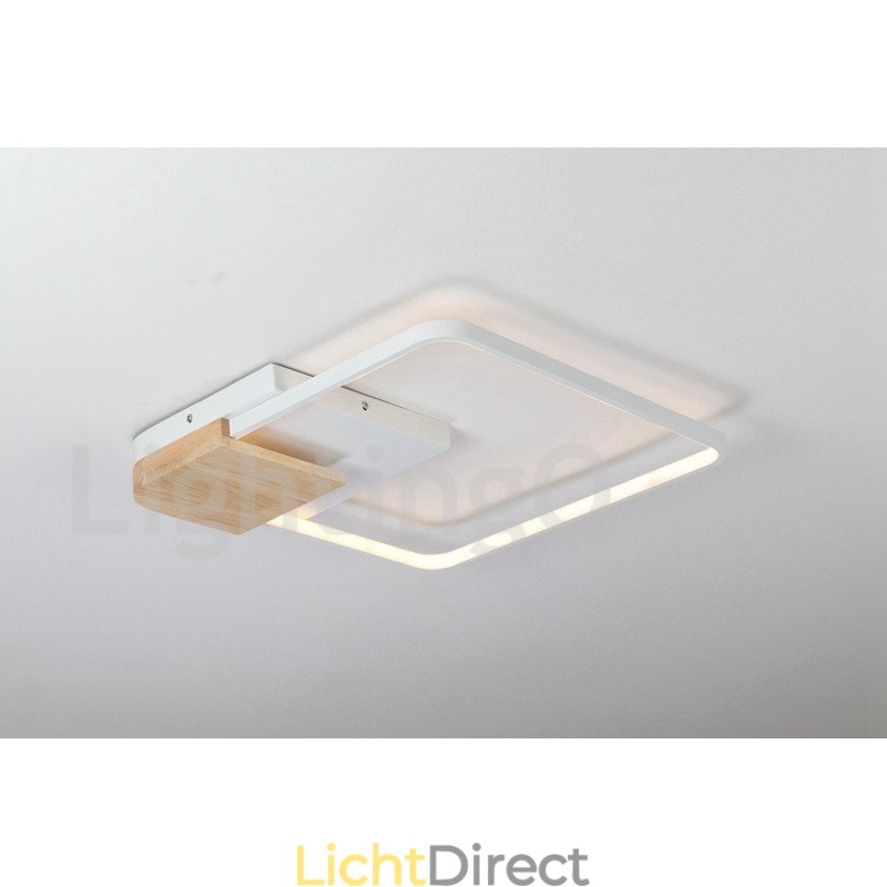 Dimbare witte vierkante houten plafondlamp Ultradunne plafondlamp Kan ook als wandlamp worden gebruikt