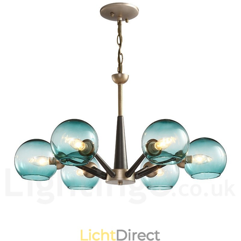 Retro Vintage Magic Bean Rustieke Kroonluchter met Multi Kleuren Glazen Kapjes