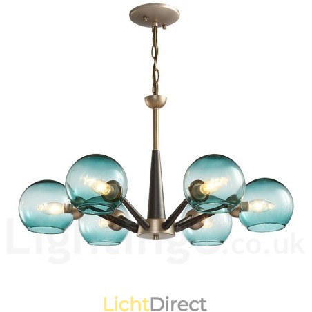 Retro Vintage Magic Bean Rustieke Kroonluchter met Multi Kleuren Glazen Kapjes Retro Vintage Magic Bean Rustieke Kroonluchter met Multi Kleuren Glazen Kapjes