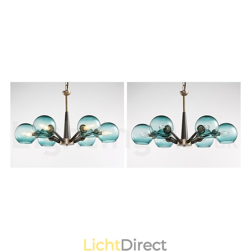 Retro Vintage Magic Bean Rustieke Kroonluchter met Multi Kleuren Glazen Kapjes