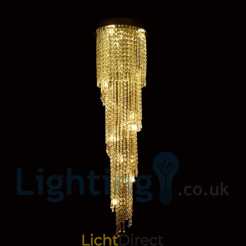 4 x GU10 + 8 x G4 150CM Lange Kristallen Druppellamp Moderne K9 Kristal Ronde Plafondlamp