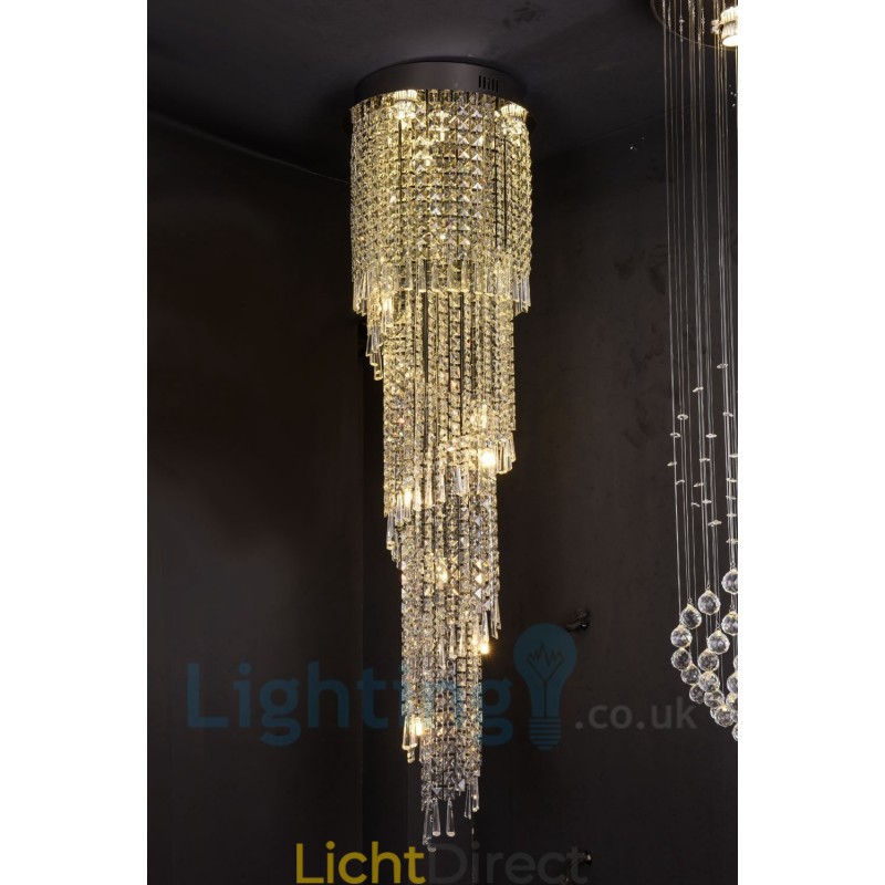 4 x GU10 + 8 x G4 150CM Lange Kristallen Druppellamp Moderne K9 Kristal Ronde Plafondlamp