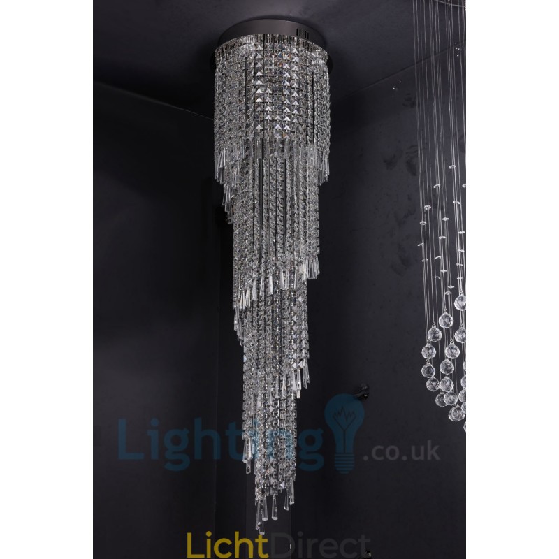 4 x GU10 + 8 x G4 150CM Lange Kristallen Druppellamp Moderne K9 Kristal Ronde Plafondlamp