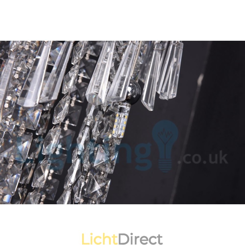 4 x GU10 + 8 x G4 150CM Lange Kristallen Druppellamp Moderne K9 Kristal Ronde Plafondlamp