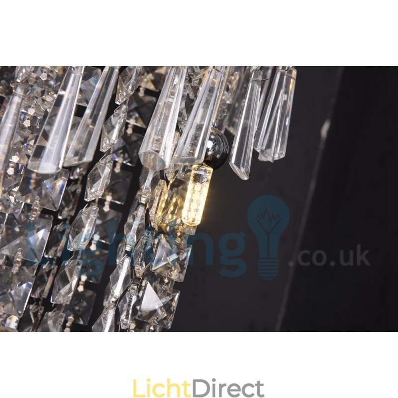 4 x GU10 + 8 x G4 150CM Lange Kristallen Druppellamp Moderne K9 Kristal Ronde Plafondlamp