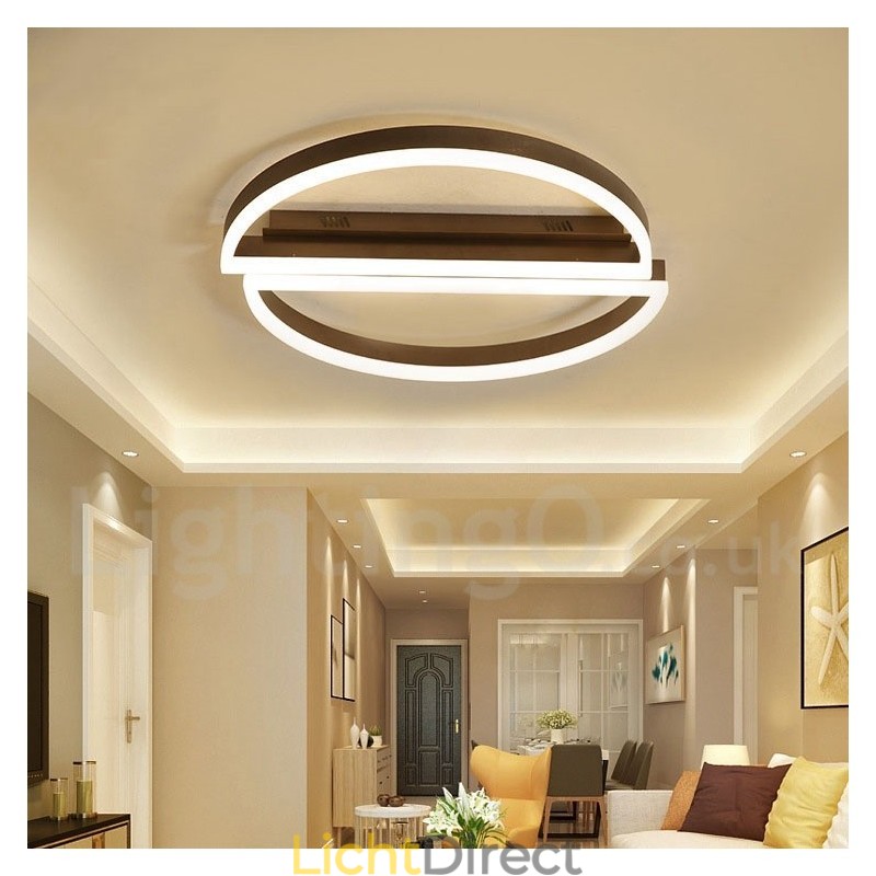 Ronde moderne eigentijdse aluminium plafondlamp, inbouwlamp met afstandsbediening en dimmer. Kan ook als wandlamp worden gebruikt.