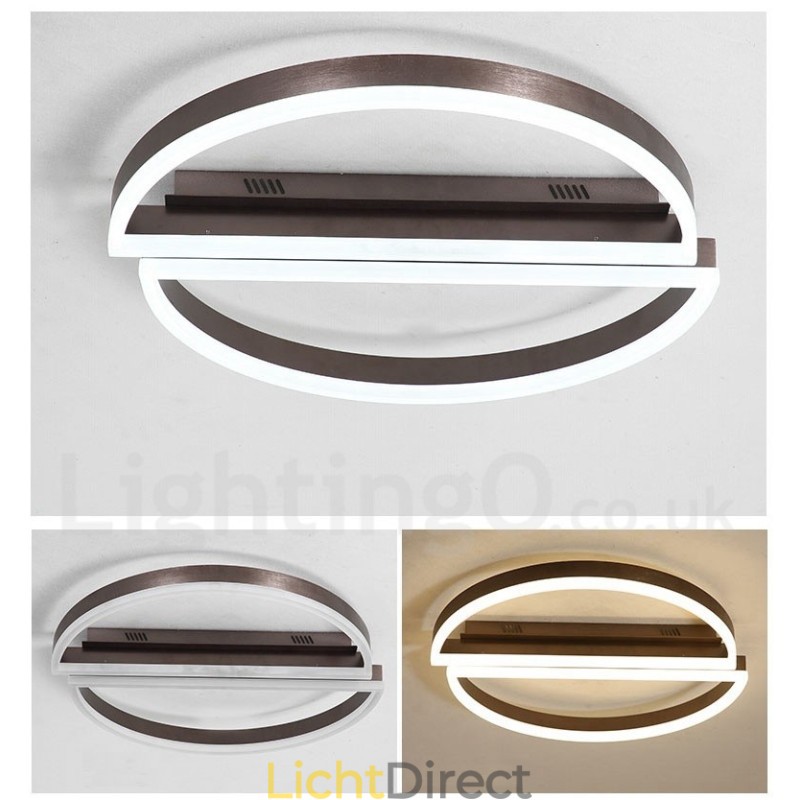 Ronde moderne eigentijdse aluminium plafondlamp, inbouwlamp met afstandsbediening en dimmer. Kan ook als wandlamp worden gebruikt.