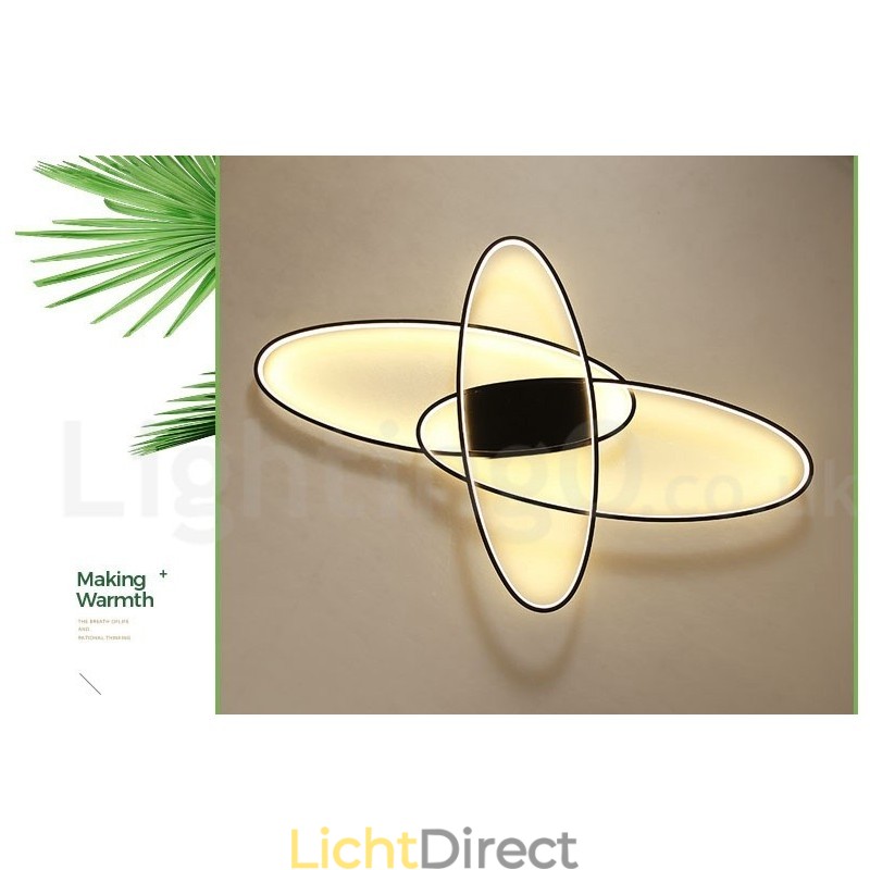 Dimbare ovale moderne eigentijdse aluminium plafondlamp, inbouwlamp voor woonkamer, slaapkamer, kan ook als wandlamp worden gebruikt