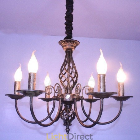 6-lichts rustieke retro vintage zwart-witte hangende kaarskroonluchter 6-lichts rustieke retro vintage zwart-witte hangende kaarskroonluchter