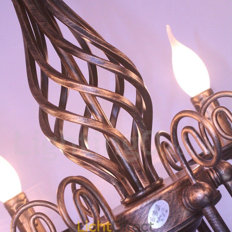 6-lichts rustieke retro vintage zwart-witte hangende kaarskroonluchter